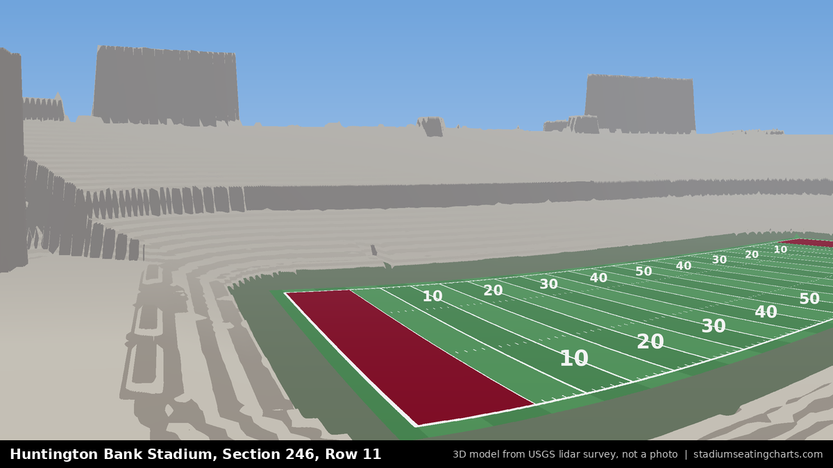 View from Huntington Bank Stadium Section 246, Row 11, looking toward the field