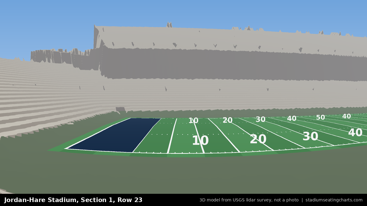 View from Jordan-Hare Stadium Section 1, Row 23, looking toward the field