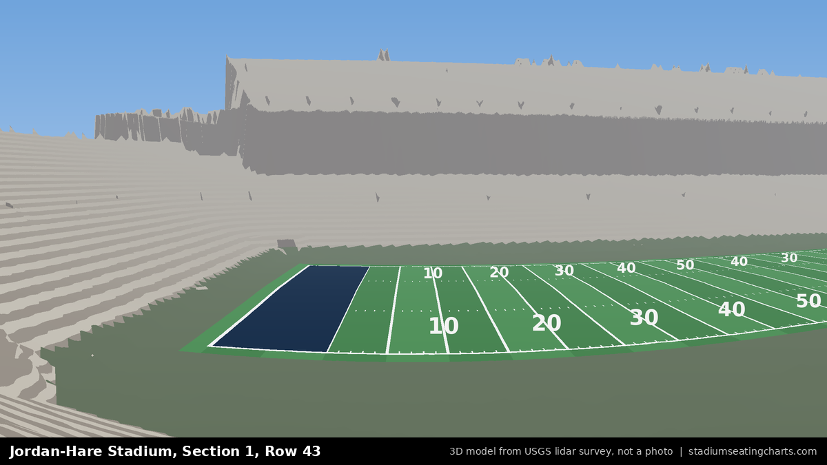 View from Jordan-Hare Stadium Section 1, Row 43, looking toward the field