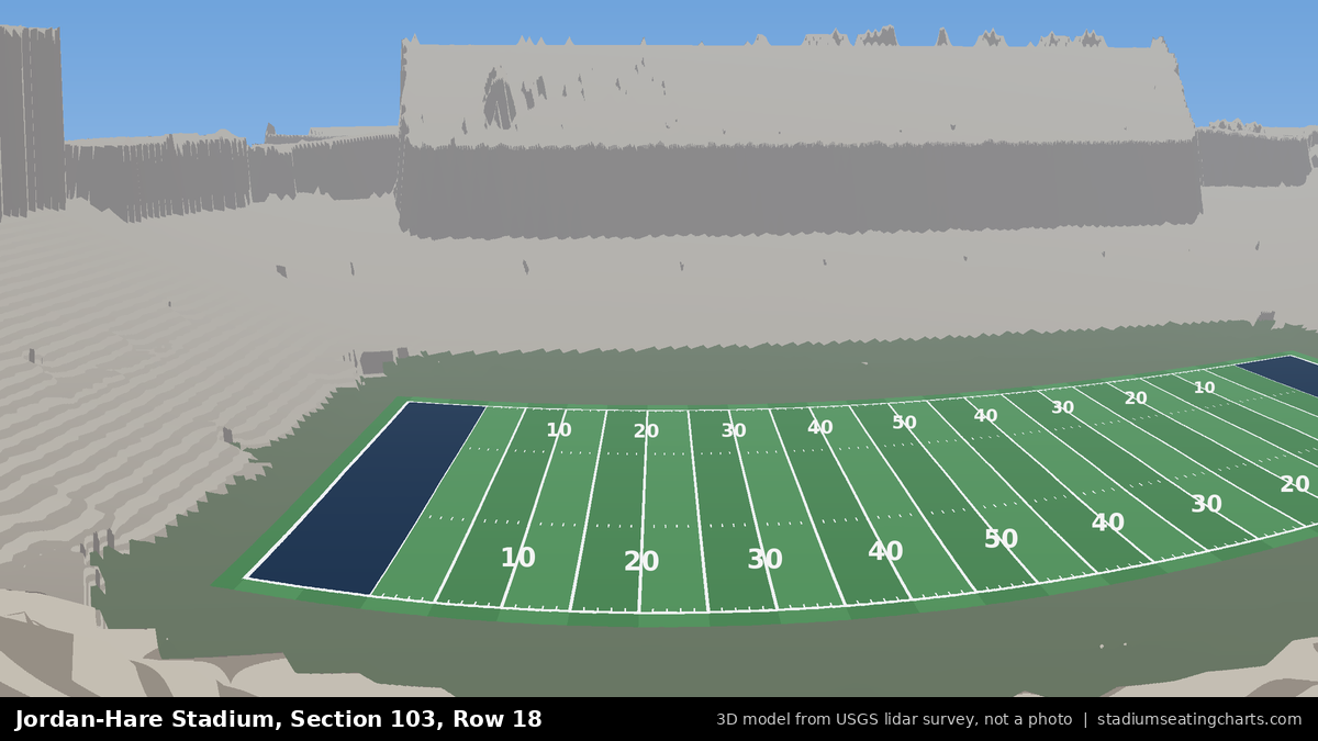 View from Jordan-Hare Stadium Section 103, Row 18, looking toward the field