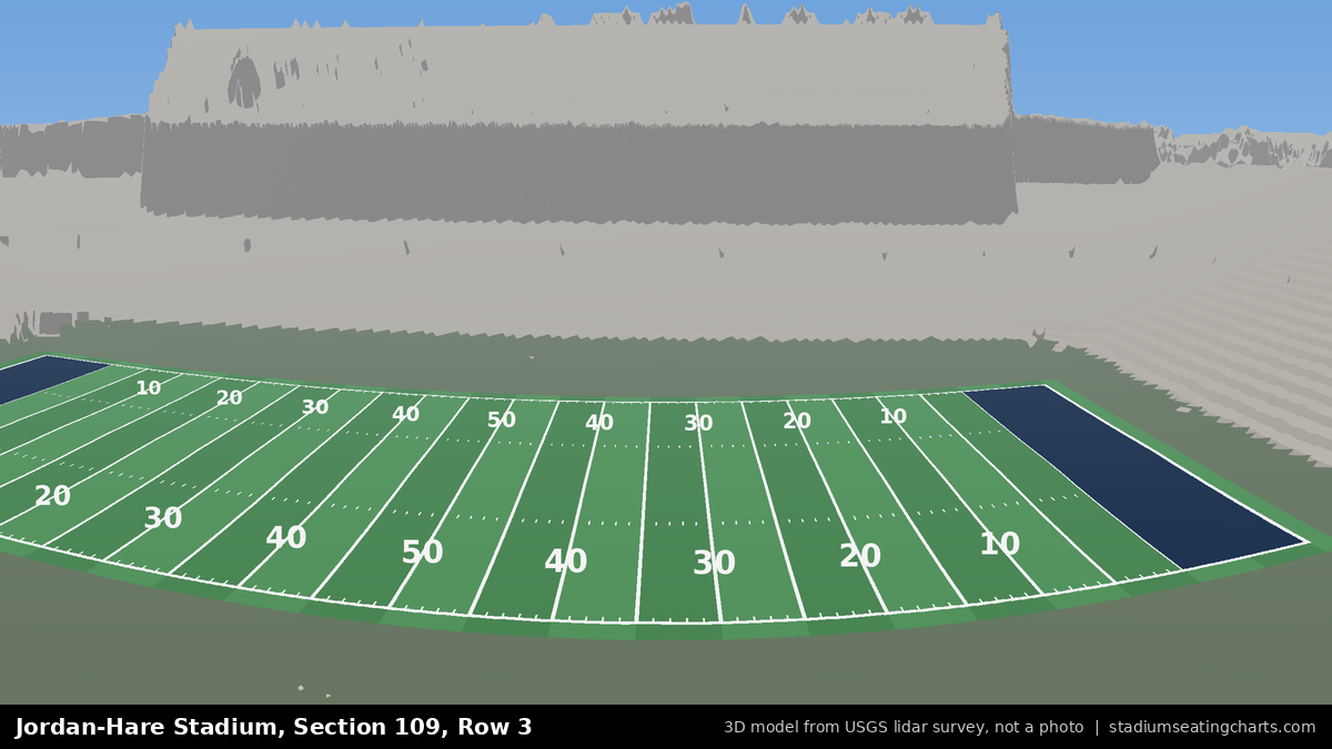 View from Jordan-Hare Stadium Section 109, Row 3, looking toward the field