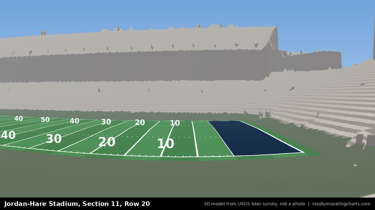 View from Jordan-Hare Stadium Section 11, Row 20, looking toward the field