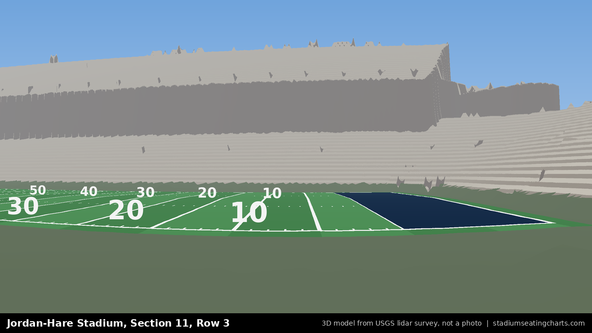 View from Jordan-Hare Stadium Section 11, Row 3, looking toward the field