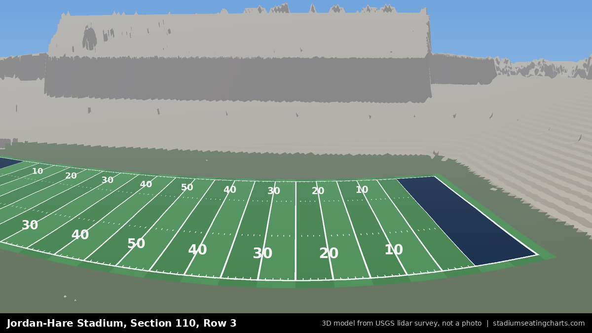 View from Jordan-Hare Stadium Section 110, Row 3, looking toward the field