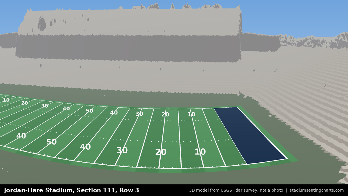 View from Jordan-Hare Stadium Section 111, Row 3, looking toward the field