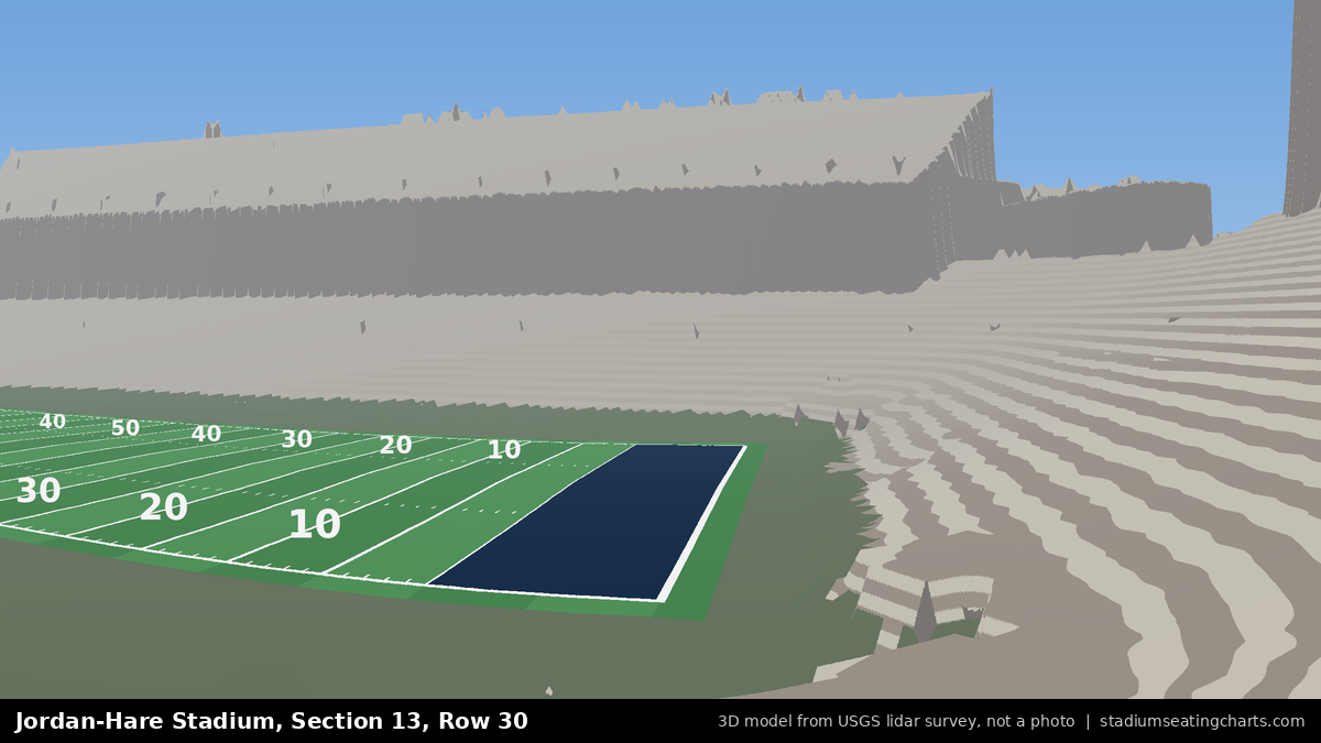 View from Jordan-Hare Stadium Section 13, Row 30, looking toward the field