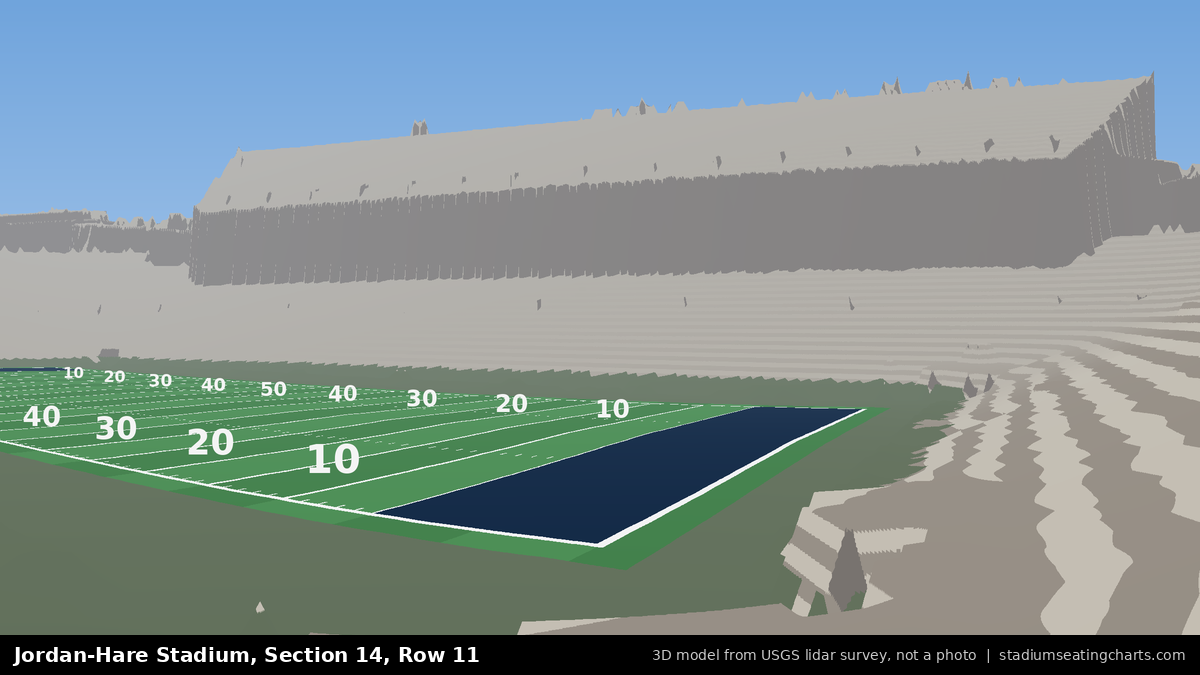 View from Jordan-Hare Stadium Section 14, Row 11, looking toward the field