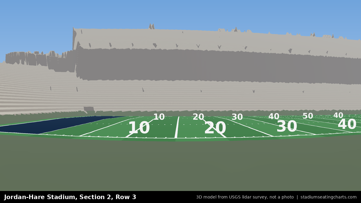 View from Jordan-Hare Stadium Section 2, Row 3, looking toward the field