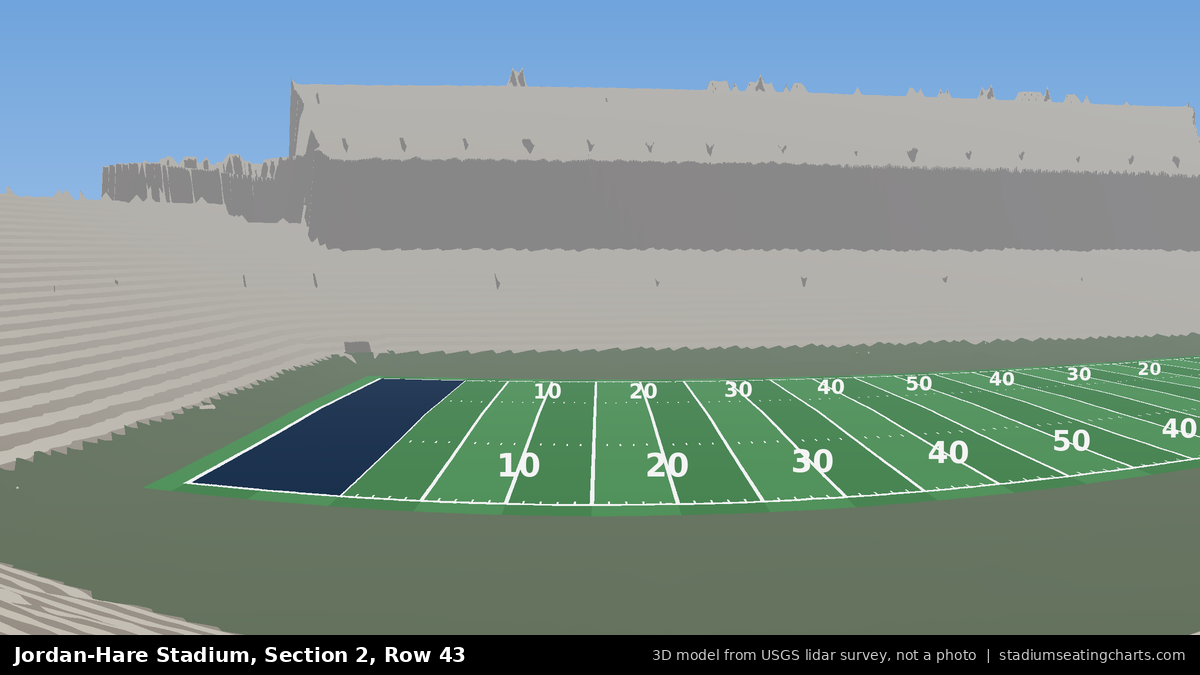 View from Jordan-Hare Stadium Section 2, Row 43, looking toward the field