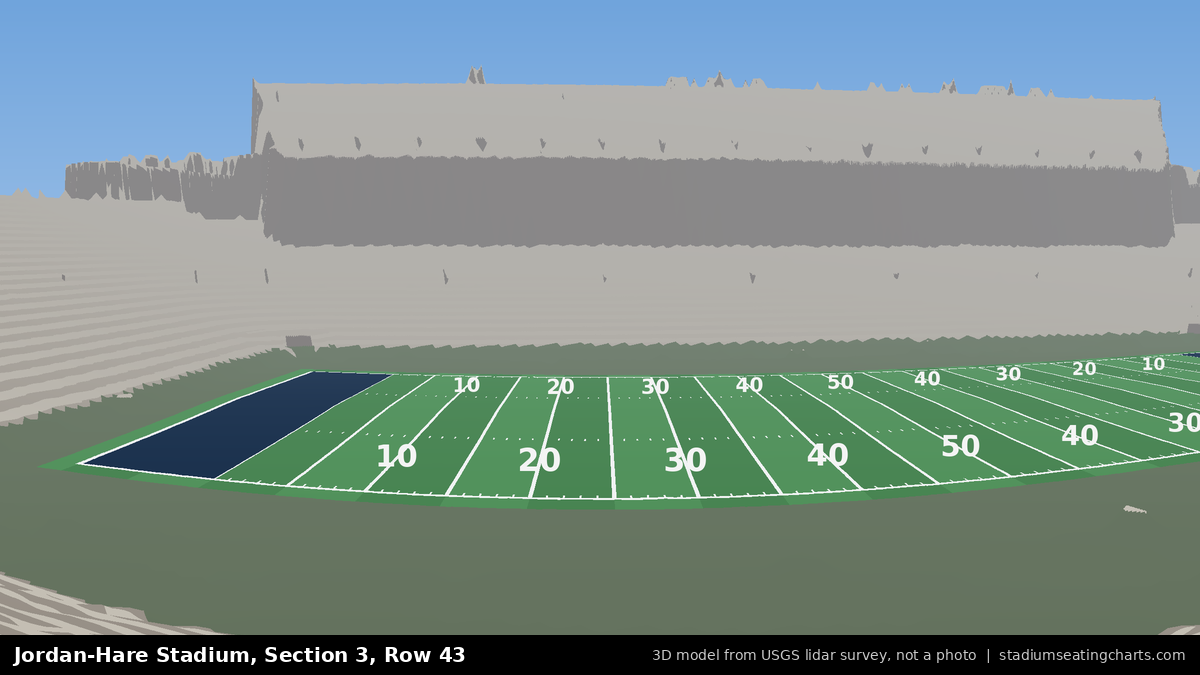 View from Jordan-Hare Stadium Section 3, Row 43, looking toward the field