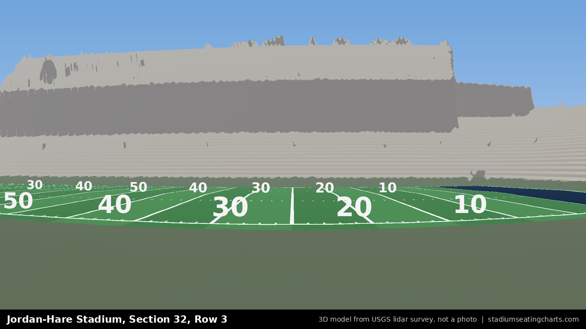 View from Jordan-Hare Stadium Section 32, Row 3, looking toward the field
