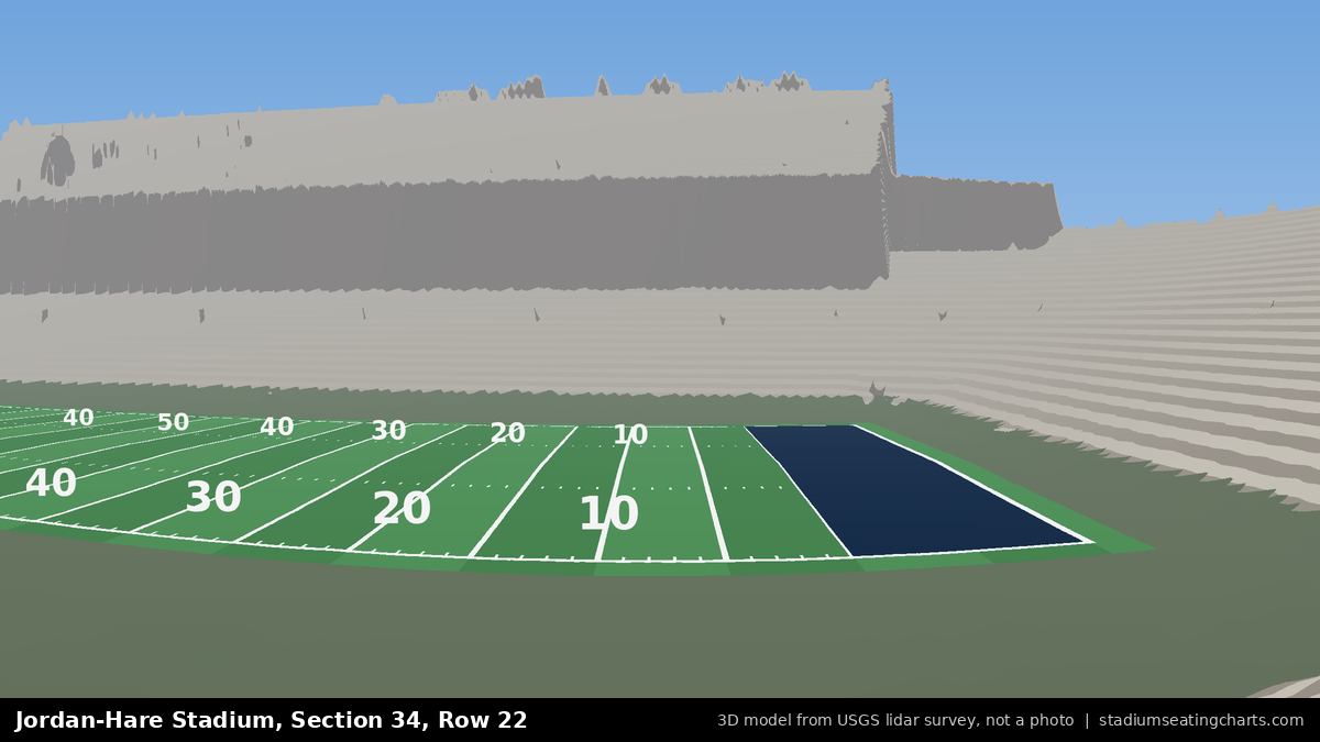 View from Jordan-Hare Stadium Section 34, Row 22, looking toward the field