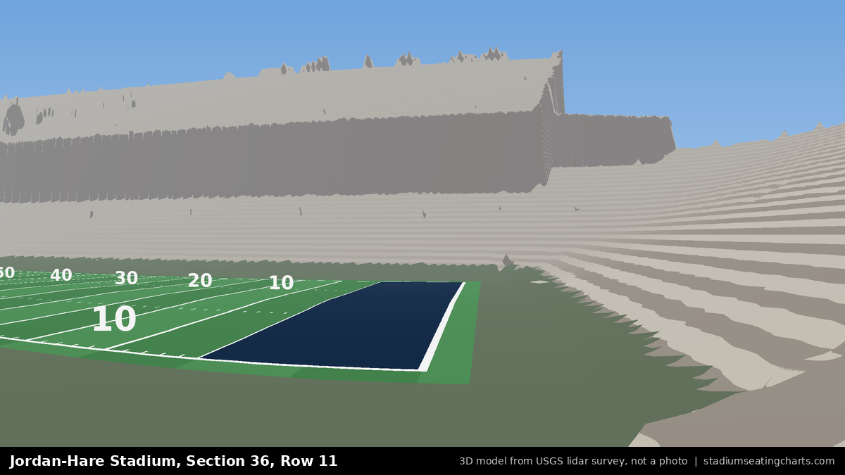 View from Jordan-Hare Stadium Section 36, Row 11, looking toward the field
