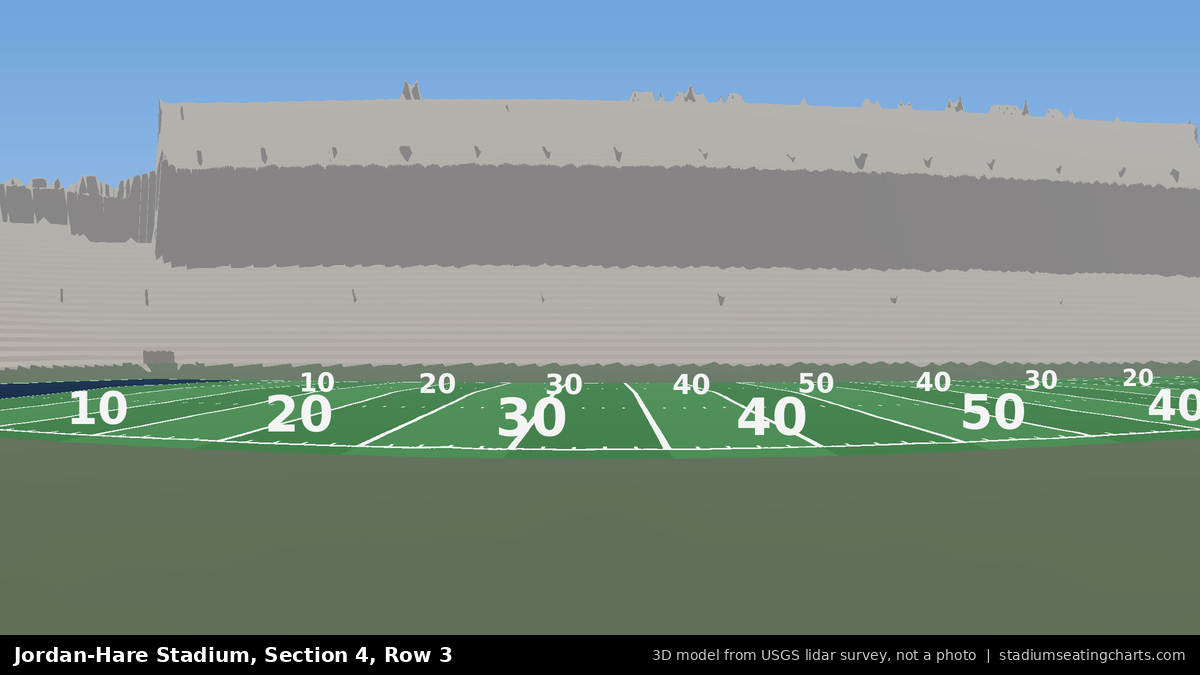 View from Jordan-Hare Stadium Section 4, Row 3, looking toward the field