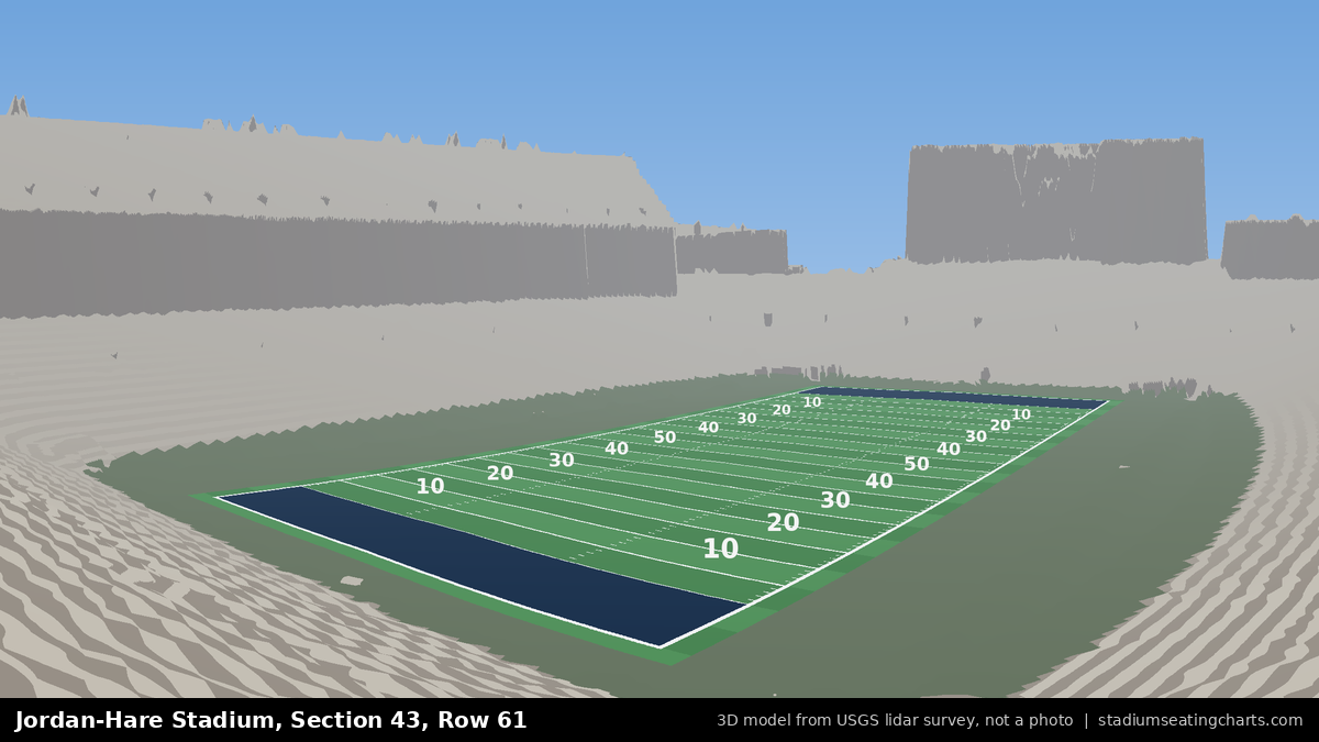 View from Jordan-Hare Stadium Section 43, Row 61, looking toward the field