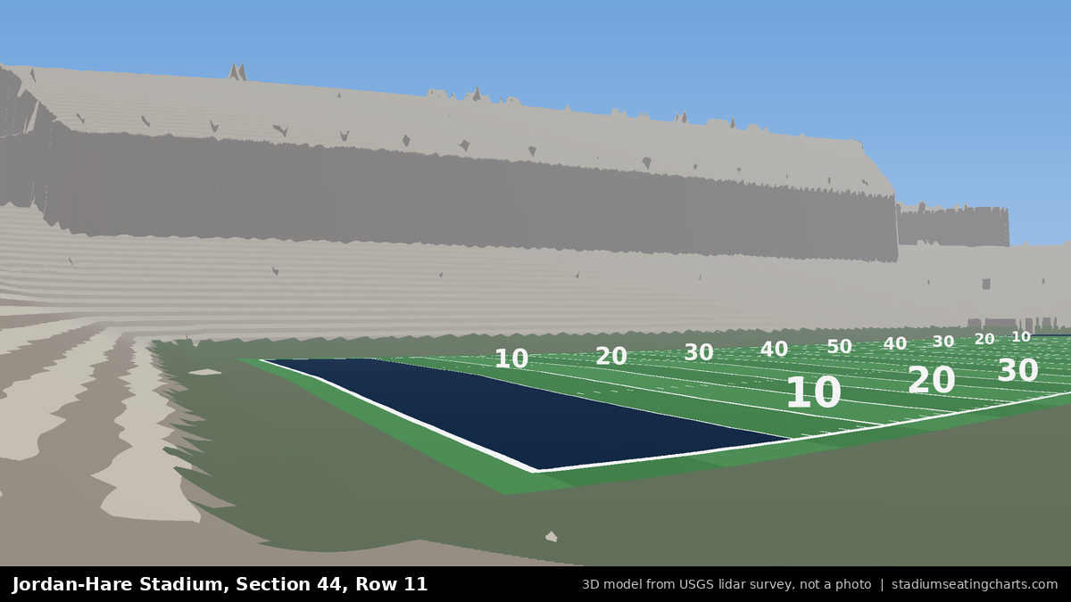 View from Jordan-Hare Stadium Section 44, Row 11, looking toward the field