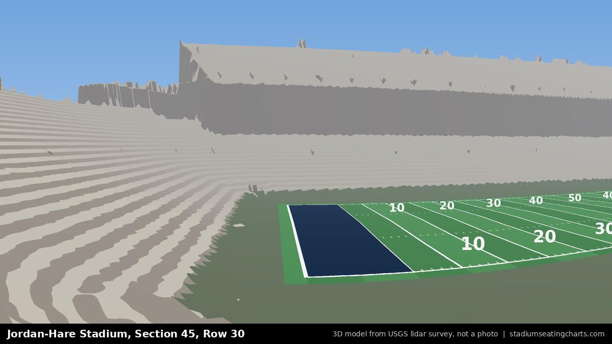 View from Jordan-Hare Stadium Section 45, Row 30, looking toward the field