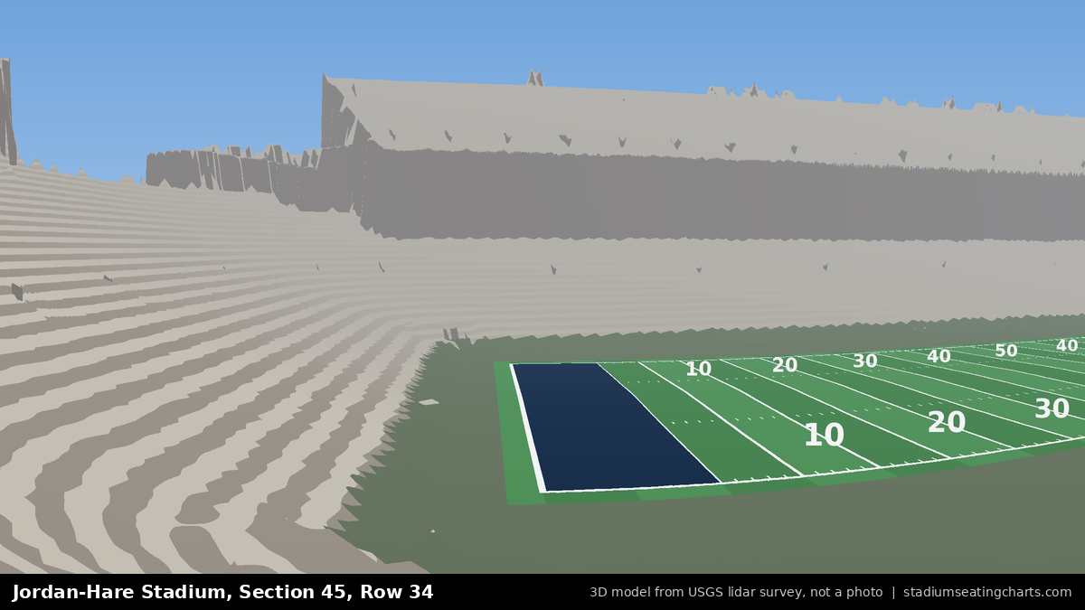 View from Jordan-Hare Stadium Section 45, Row 34, looking toward the field