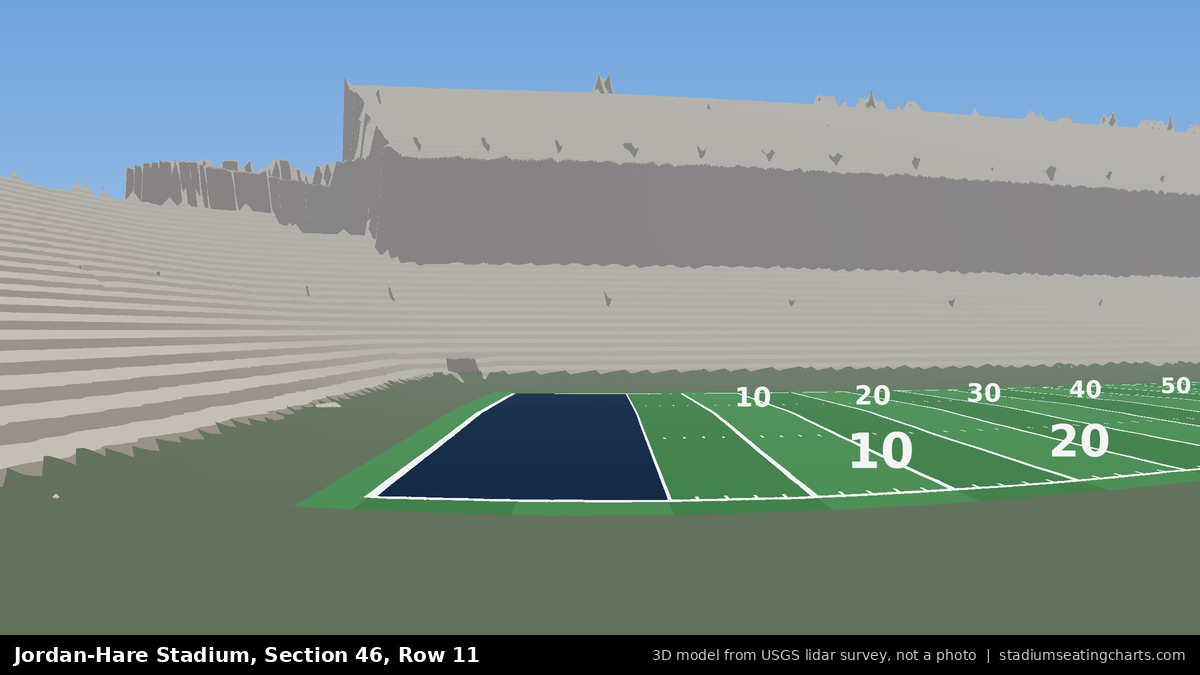 View from Jordan-Hare Stadium Section 46, Row 11, looking toward the field