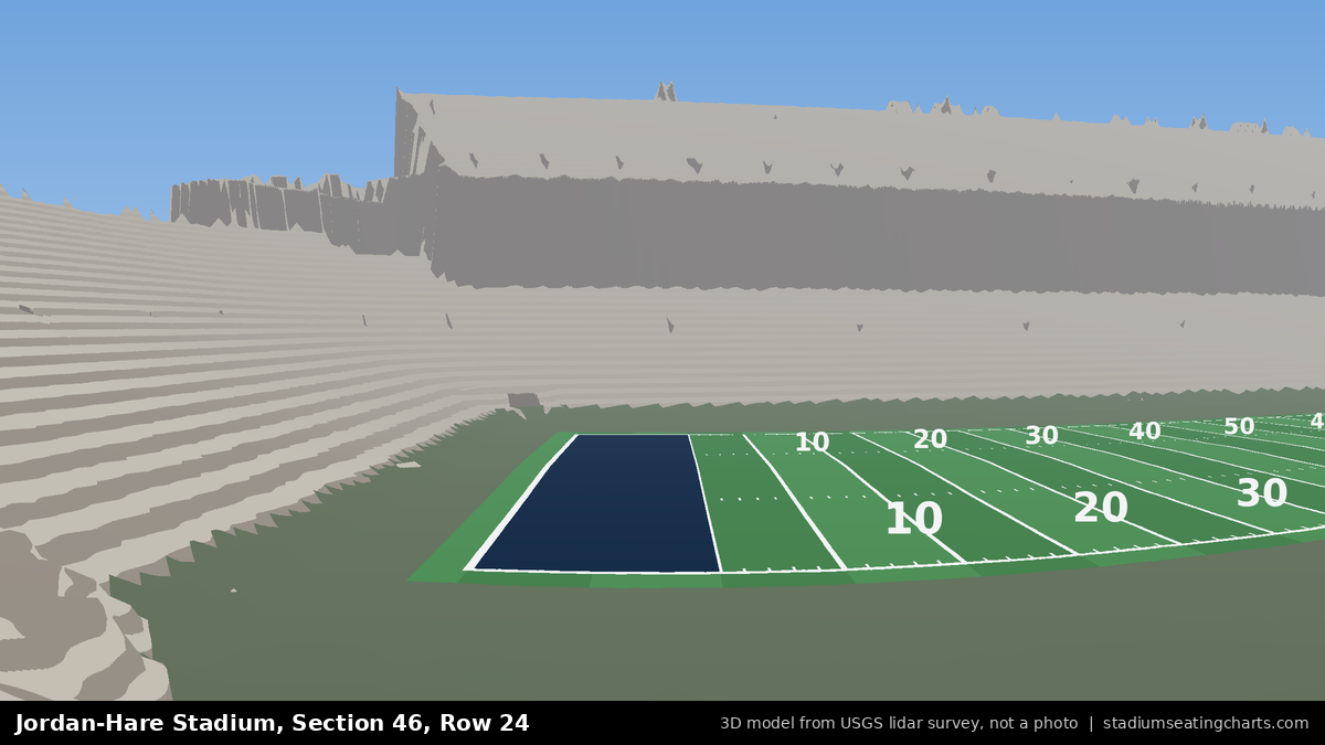 View from Jordan-Hare Stadium Section 46, Row 24, looking toward the field