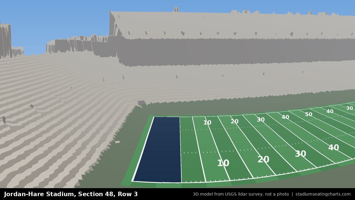 View from Jordan-Hare Stadium Section 48, Row 3, looking toward the field