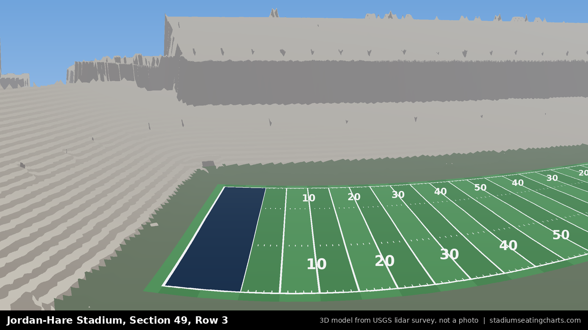 View from Jordan-Hare Stadium Section 49, Row 3, looking toward the field