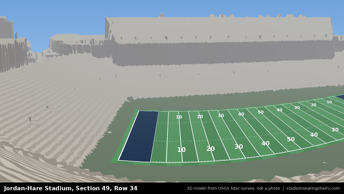 View from Jordan-Hare Stadium Section 49, Row 34, looking toward the field