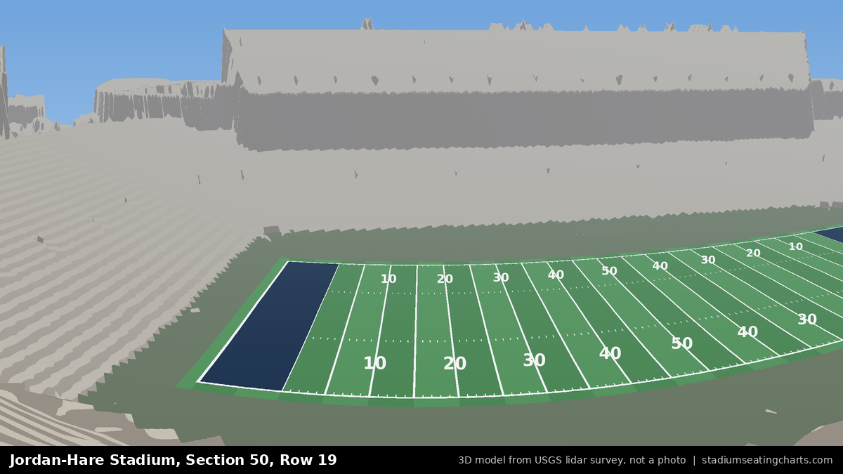 View from Jordan-Hare Stadium Section 50, Row 19, looking toward the field