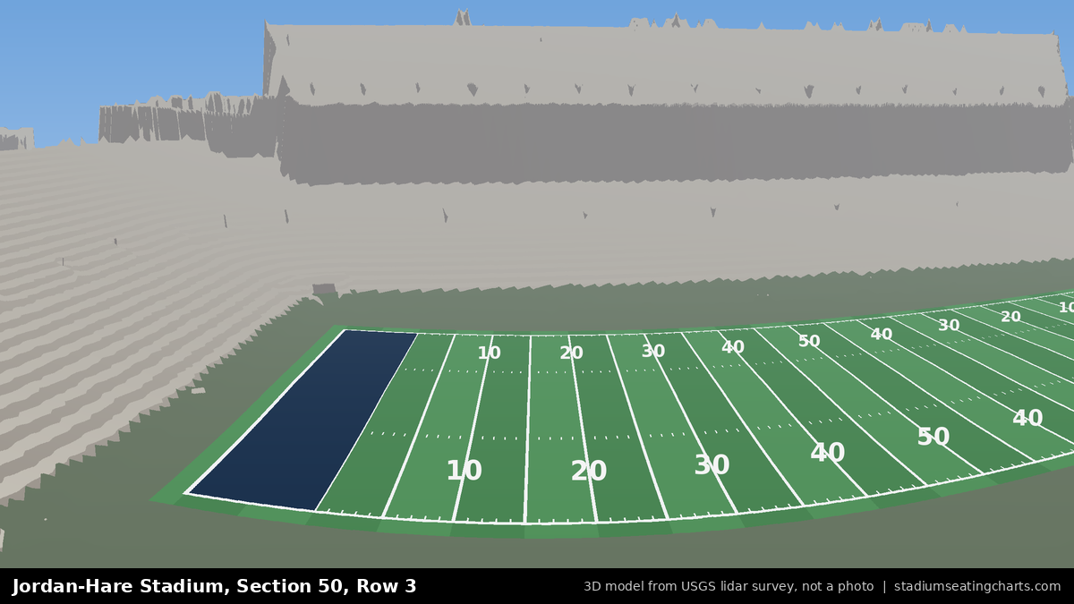 View from Jordan-Hare Stadium Section 50, Row 3, looking toward the field
