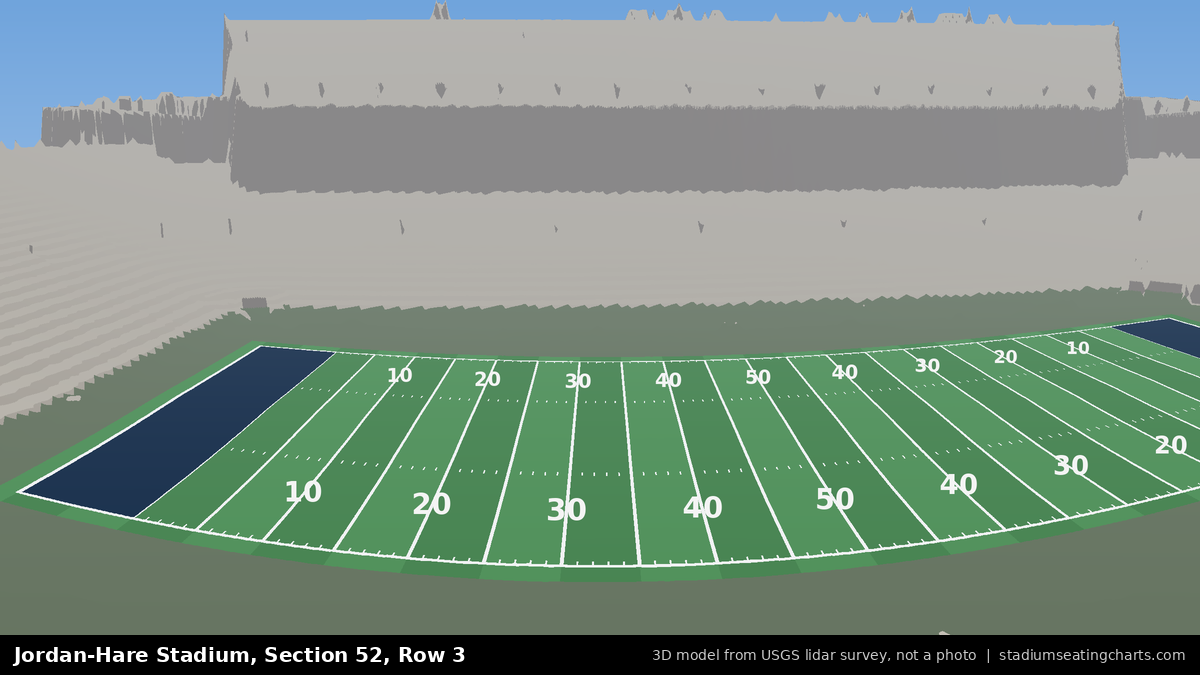 View from Jordan-Hare Stadium Section 52, Row 3, looking toward the field