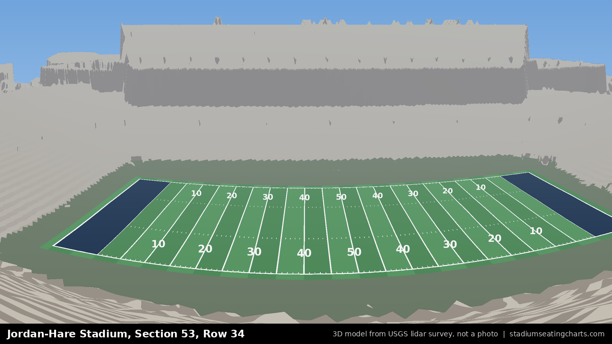 View from Jordan-Hare Stadium Section 53, Row 34, looking toward the field
