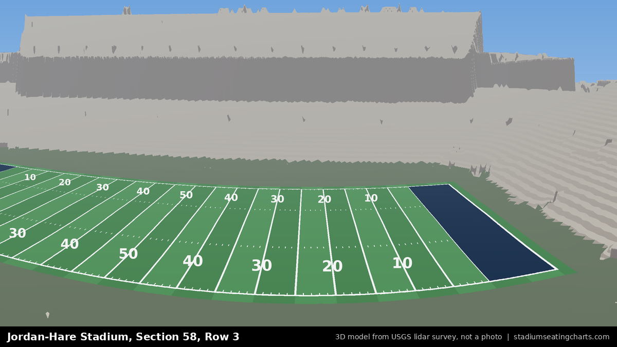 View from Jordan-Hare Stadium Section 58, Row 3, looking toward the field