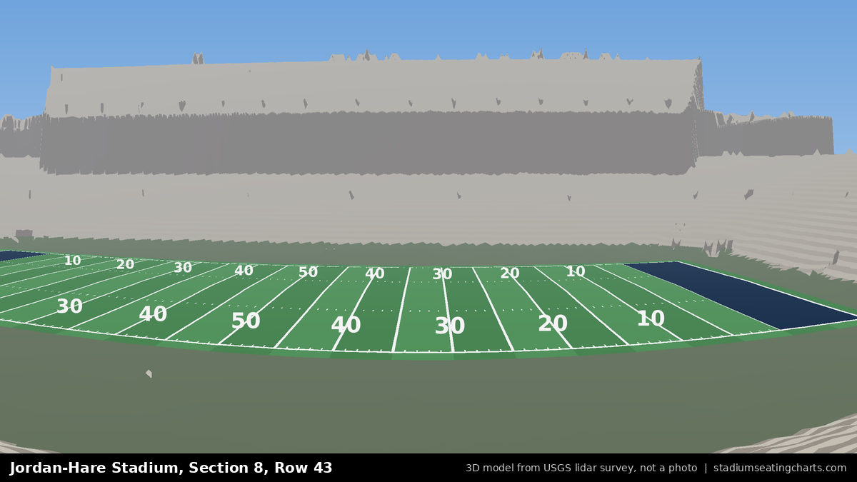 View from Jordan-Hare Stadium Section 8, Row 43, looking toward the field