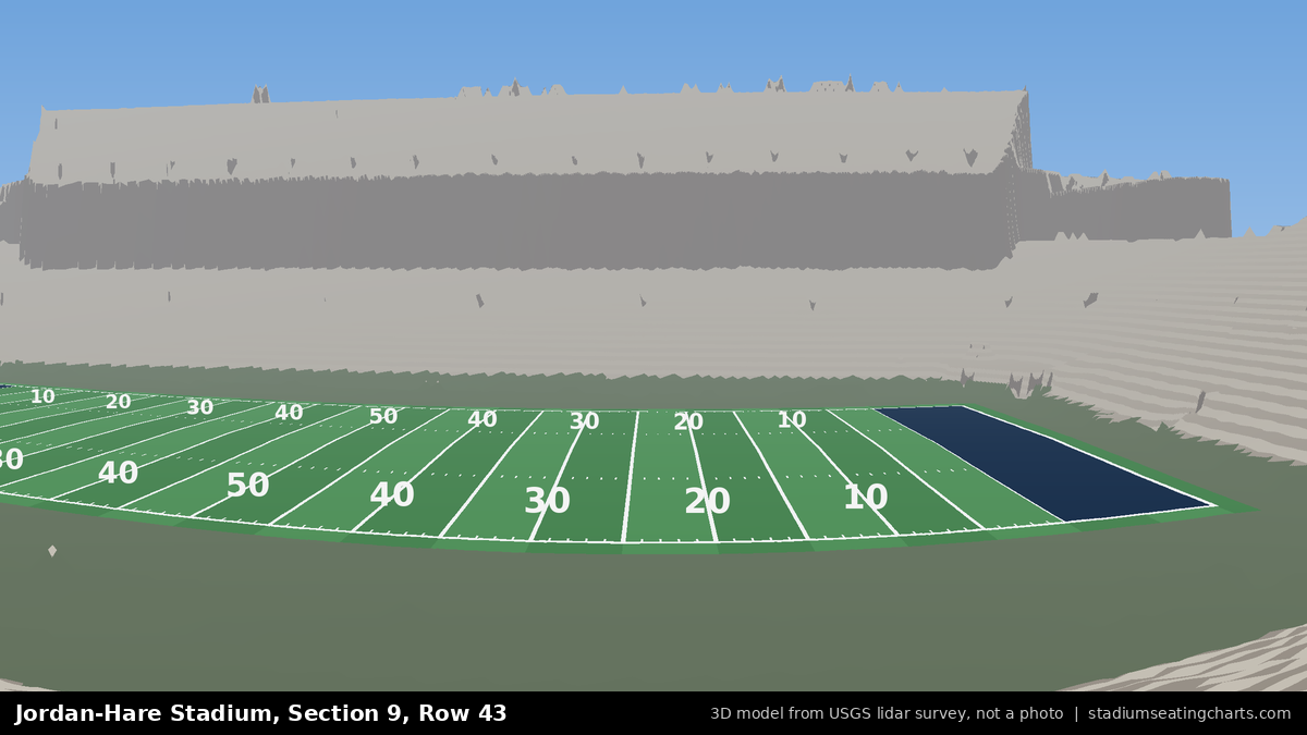 View from Jordan-Hare Stadium Section 9, Row 43, looking toward the field