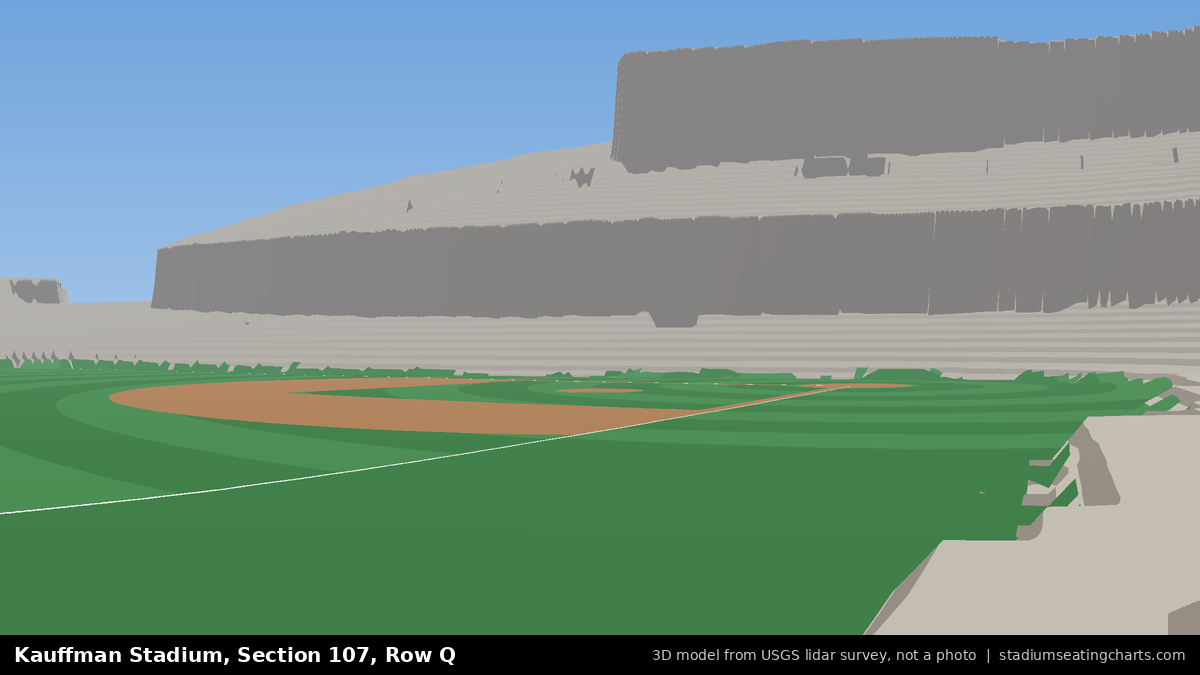 View from Kauffman Stadium Section 107, Row Q, looking toward the pitcher's mound