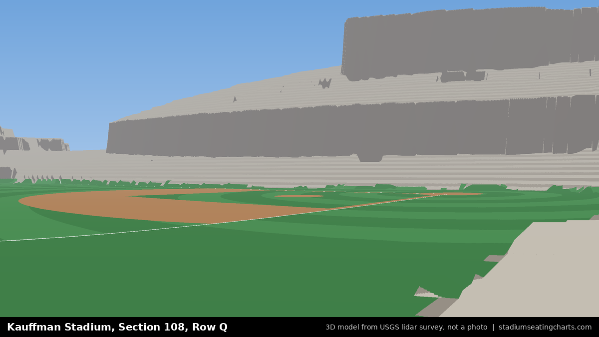 View from Kauffman Stadium Section 108, Row Q, looking toward the pitcher's mound