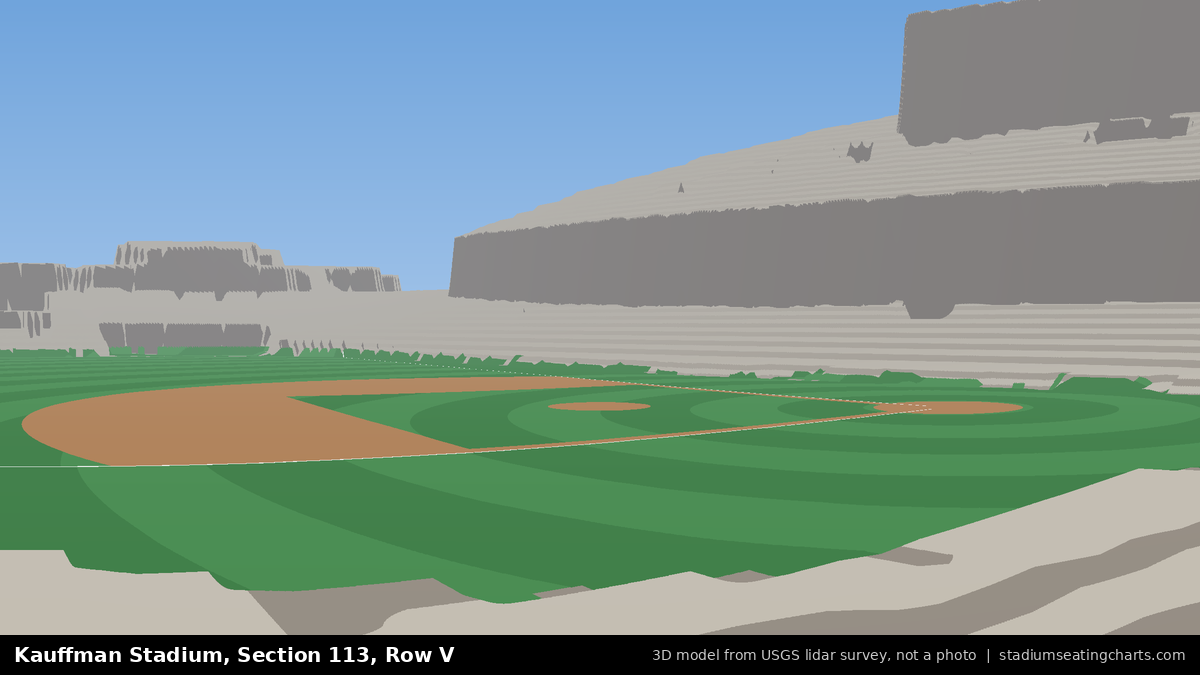 View from Kauffman Stadium Section 113, Row V, looking toward the pitcher's mound