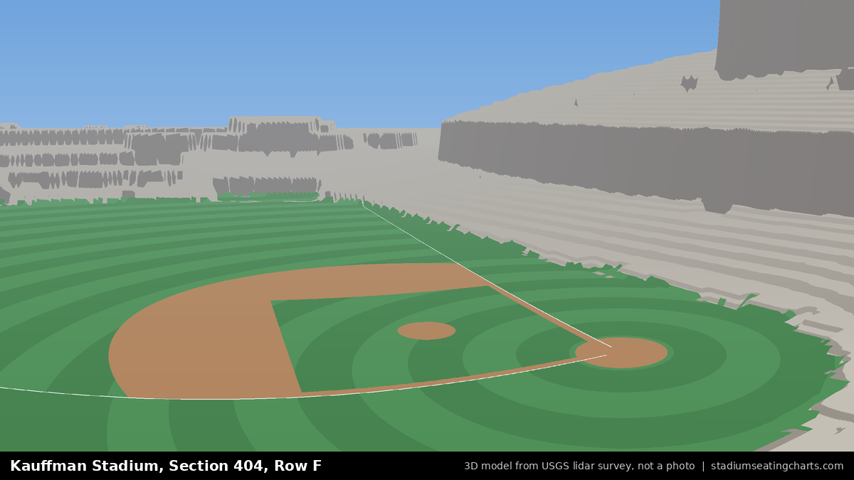 View from Kauffman Stadium Section 404, Row F, looking toward the pitcher's mound