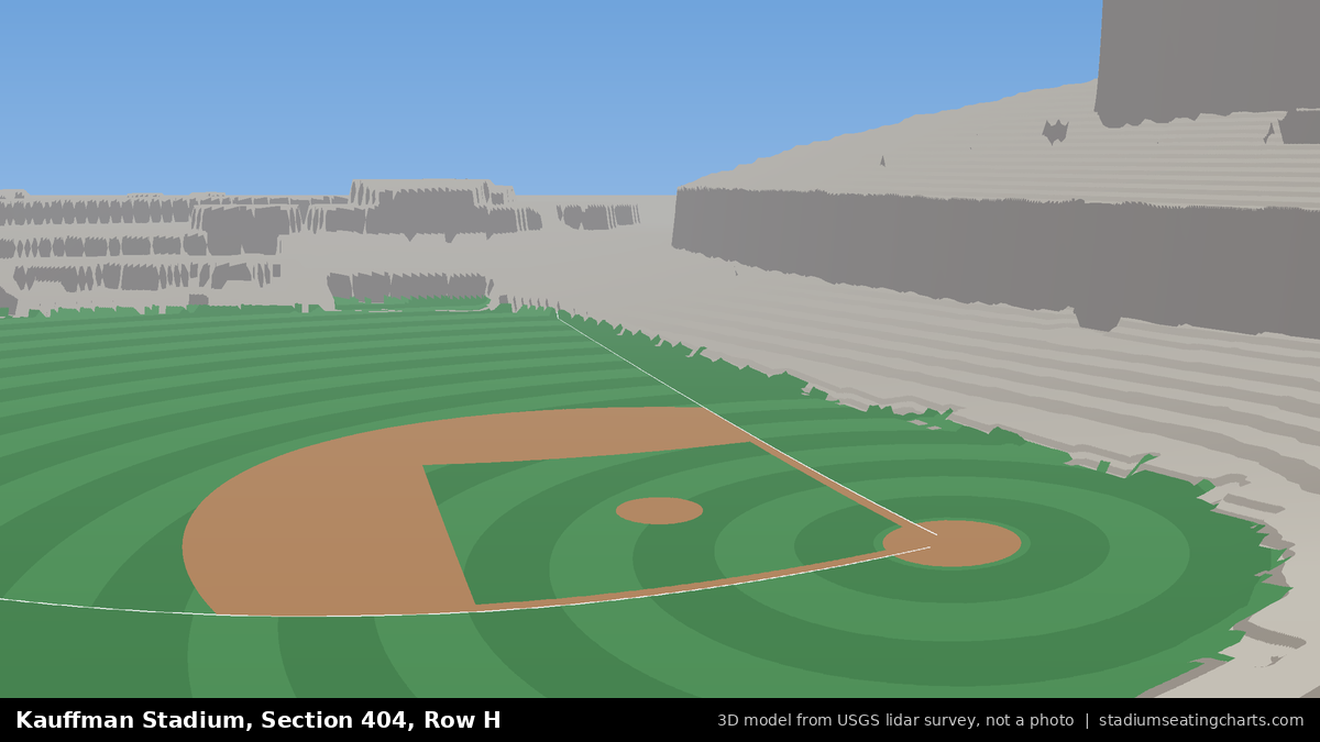 View from Kauffman Stadium Section 404, Row H, looking toward the pitcher's mound