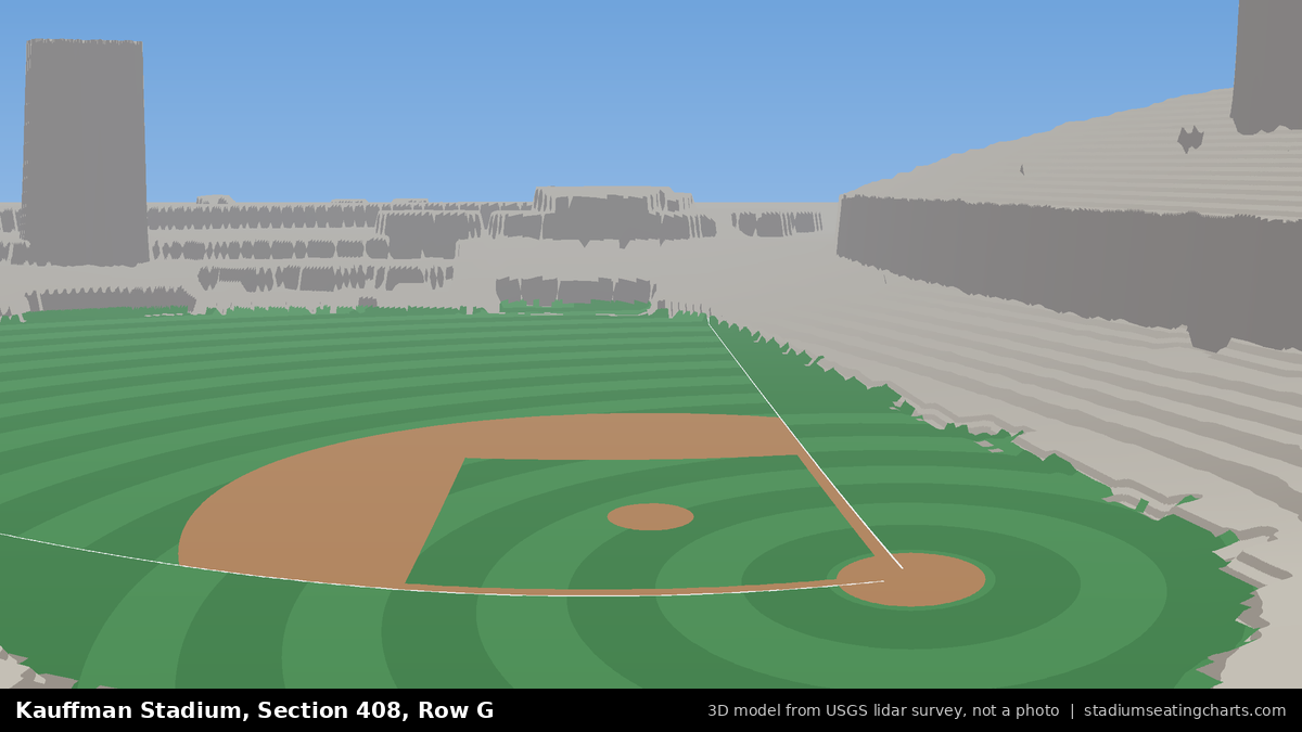 View from Kauffman Stadium Section 408, Row G, looking toward the pitcher's mound