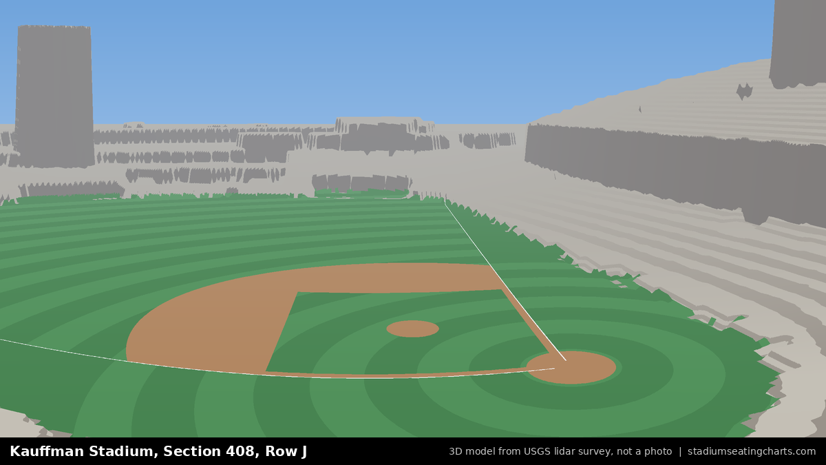 View from Kauffman Stadium Section 408, Row J, looking toward the pitcher's mound