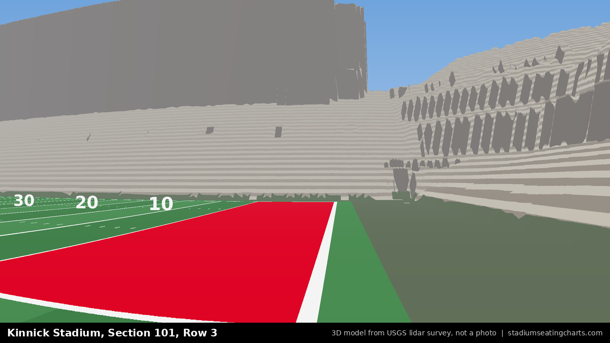 View from Kinnick Stadium Section 101, Row 3, looking toward the field