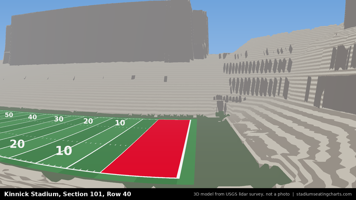 View from Kinnick Stadium Section 101, Row 40, looking toward the field