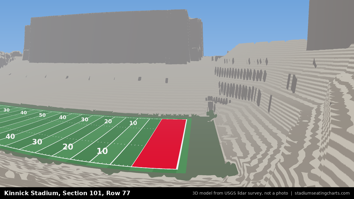 View from Kinnick Stadium Section 101, Row 77, looking toward the field