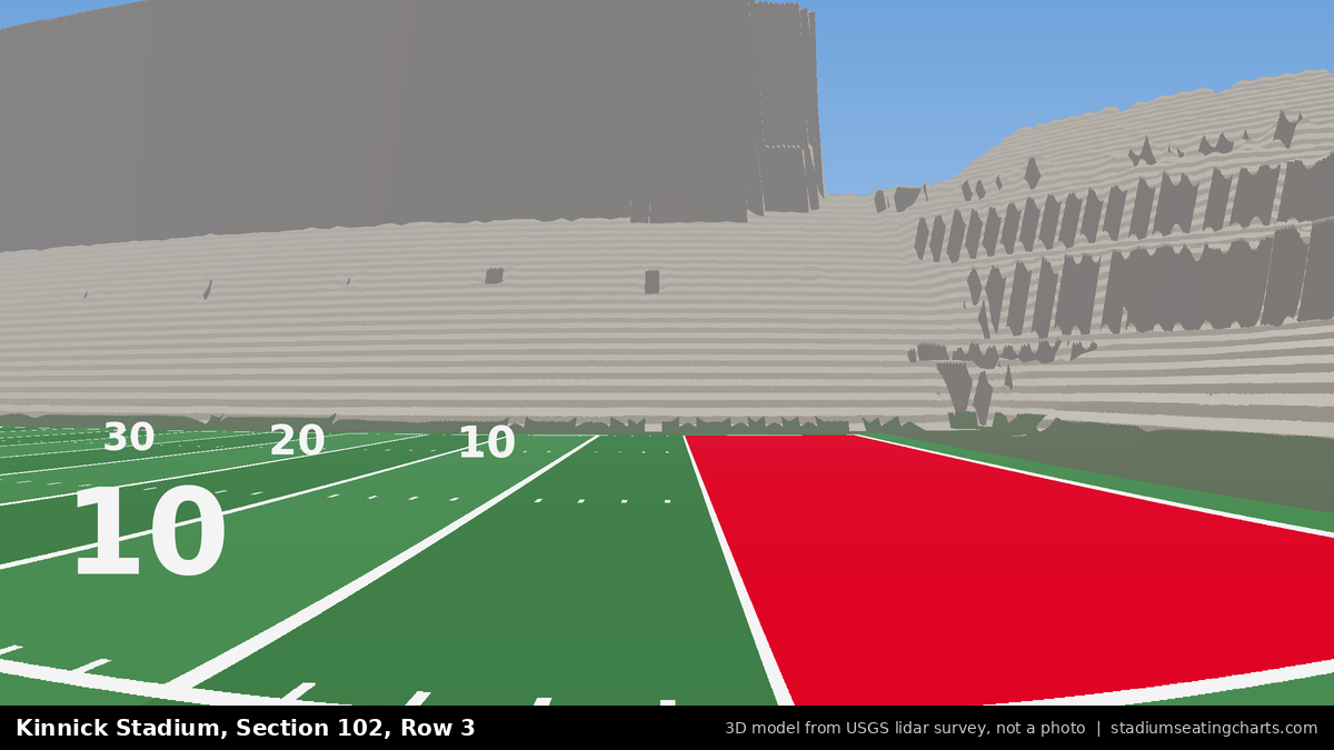 View from Kinnick Stadium Section 102, Row 3, looking toward the field