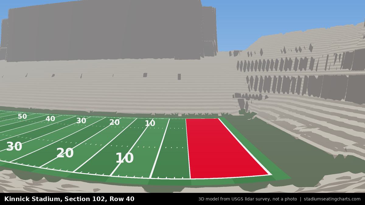 View from Kinnick Stadium Section 102, Row 40, looking toward the field