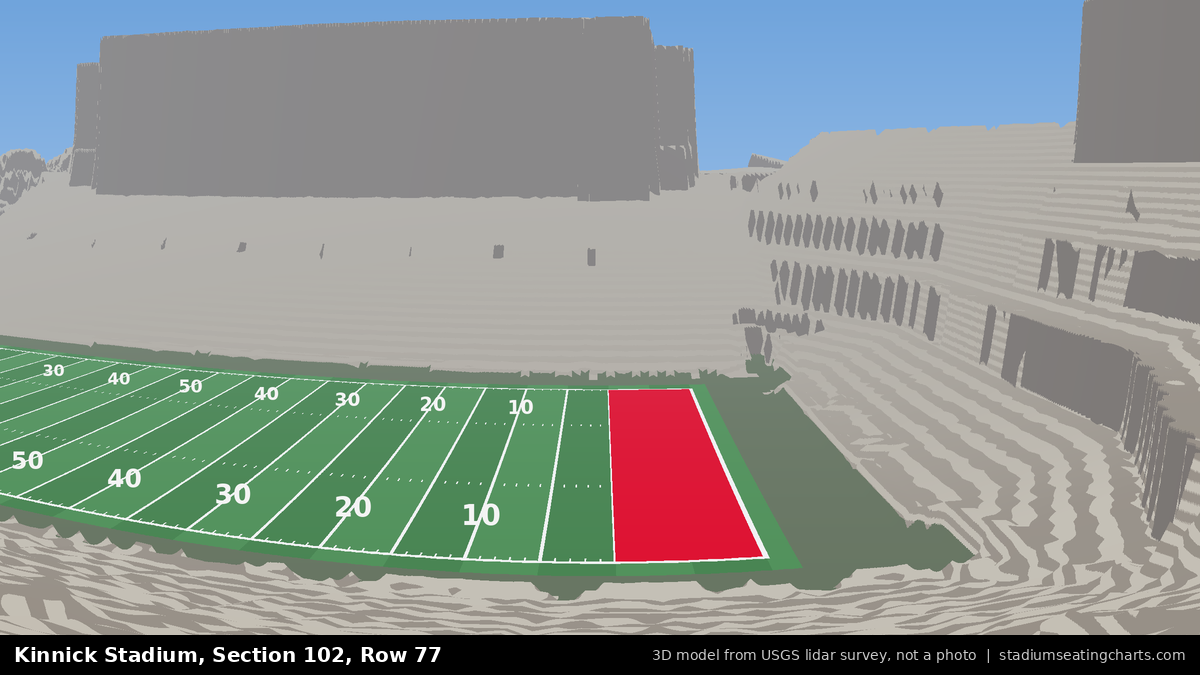 View from Kinnick Stadium Section 102, Row 77, looking toward the field