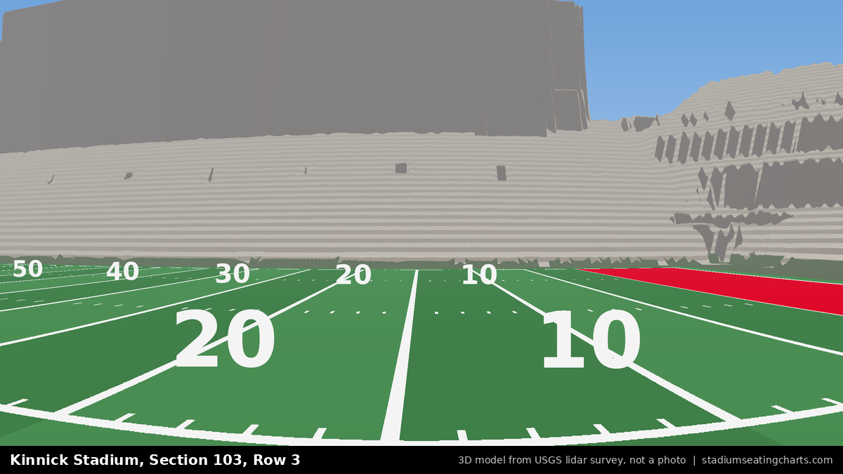View from Kinnick Stadium Section 103, Row 3, looking toward the field