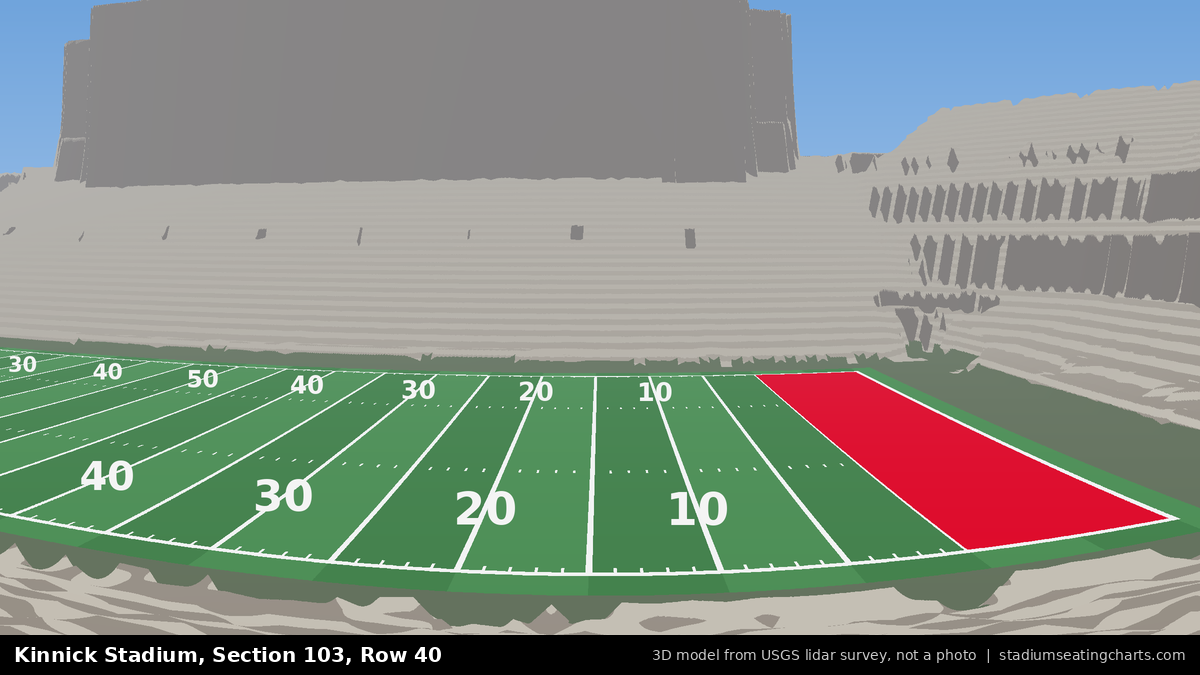 View from Kinnick Stadium Section 103, Row 40, looking toward the field