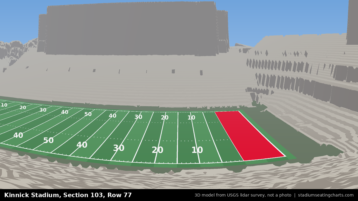 View from Kinnick Stadium Section 103, Row 77, looking toward the field